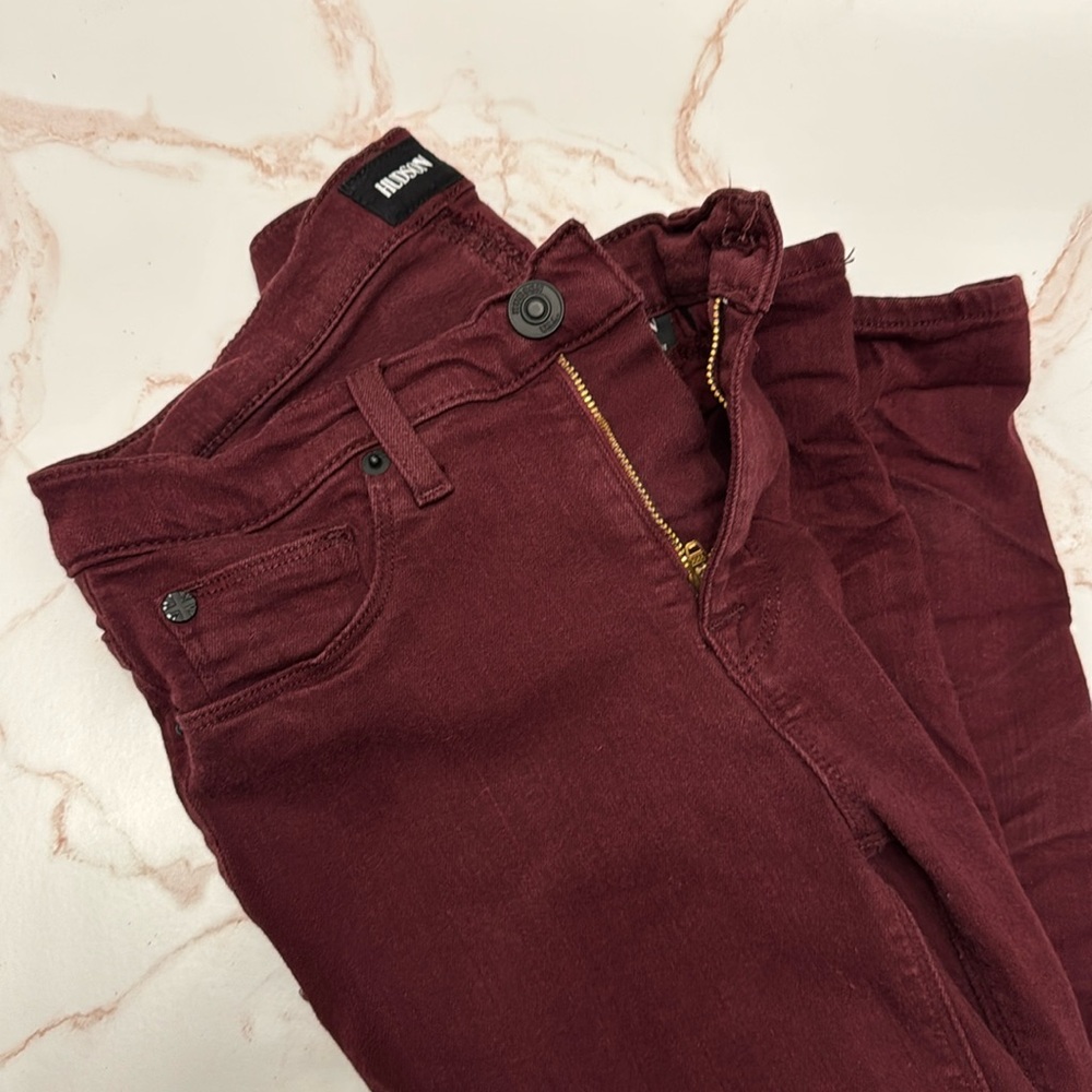 Size 26 Hudson Burgundy Skinny Jeans